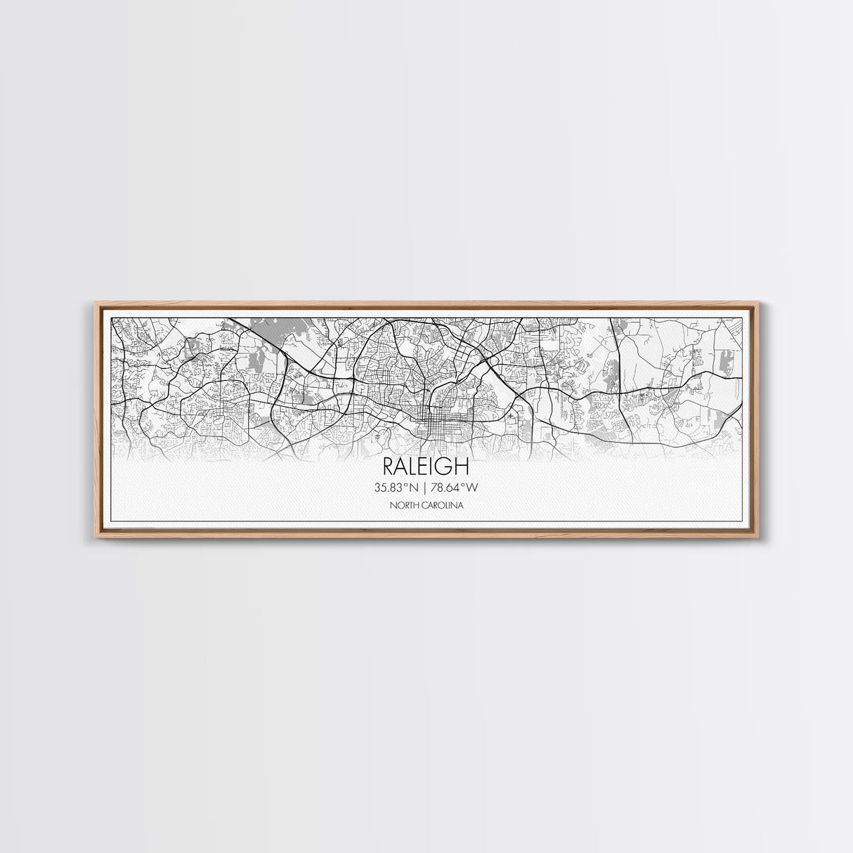 Panoramic Raleigh City Map, North Carolina Art, Map Print, Minimalist Wall Art, Canvas Art, Housewarming Gift, Street Map Art, Closing Gift