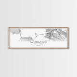 Panoramic San Francisco City Map, California Art, Map Print, Minimalist Wall Art, Canvas Art, Housewarming Gift, Street Map, Closing Gift