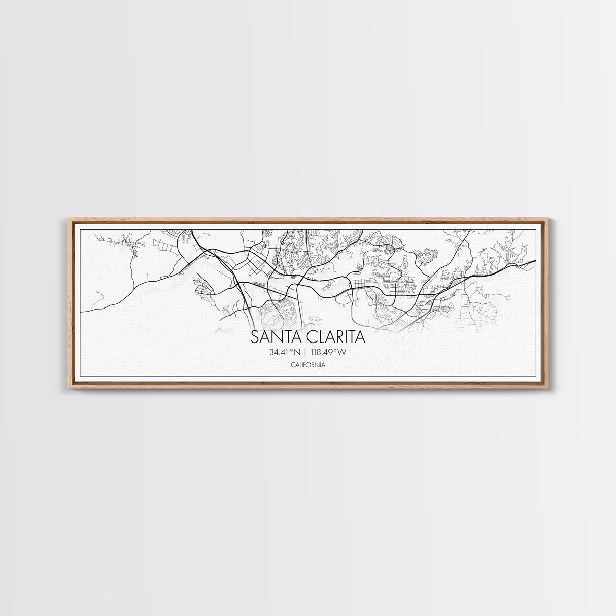 Panoramic Santa Clarita City Map, California Art, Map Print, Minimalist Wall Art, Canvas Art, Housewarming Gift, Street Map, Closing Gift