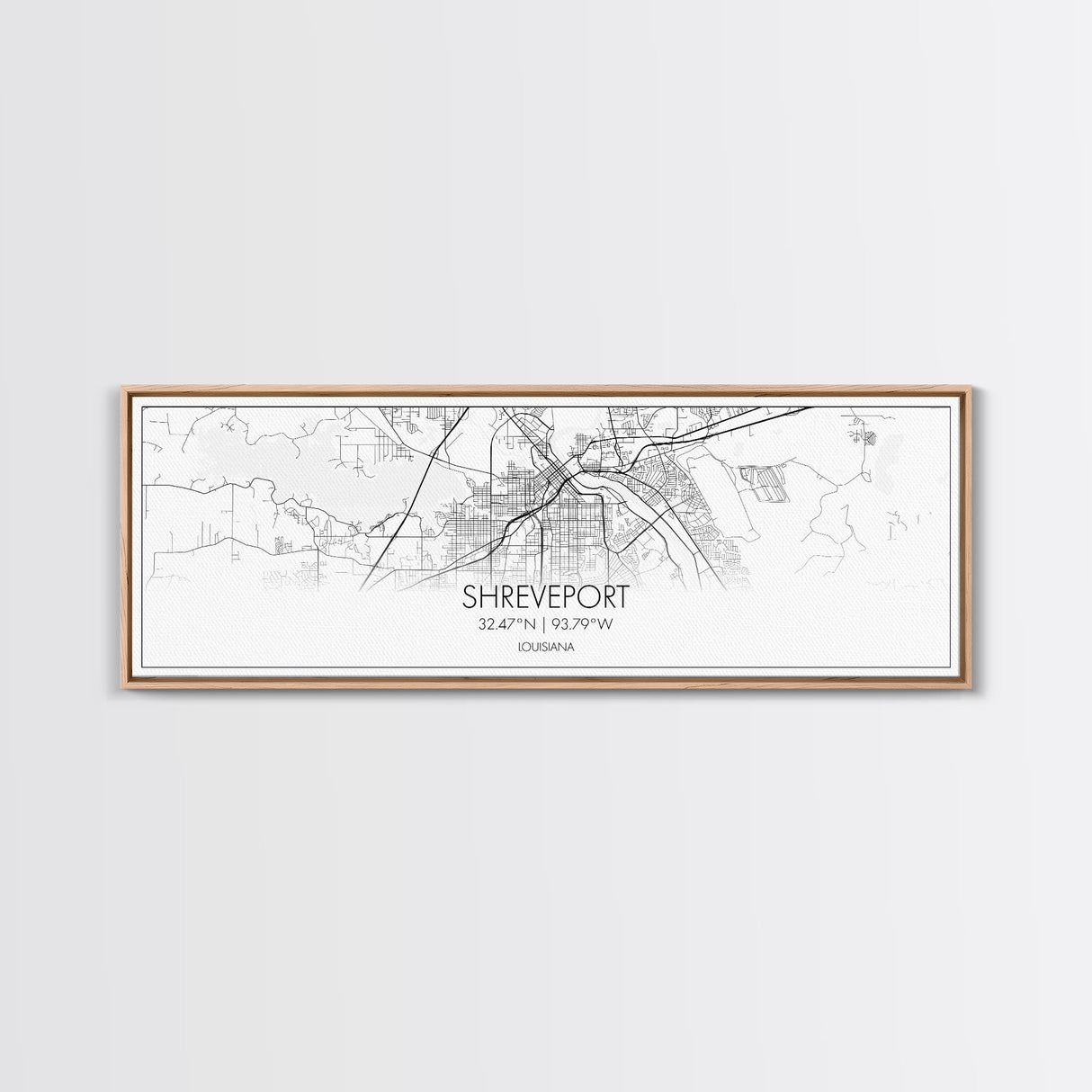 Panoramic Shreveport City Map, Louisiana Art, Map Print, Minimalist Wall Art, Canvas Art, Housewarming Gift, Street Map Art, Closing Gift