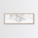 Panoramic Singapore City Map, Singapore Art, Map Print, Minimalist Wall Art, Canvas Art, Housewarming Gift, Street Map Art, Closing Gift