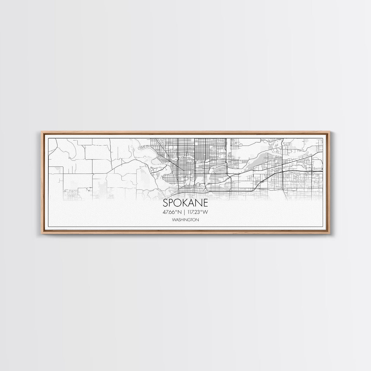 Panoramic Spokane City Map, Washington Art, Map Print, Minimalist Wall Art, Canvas Art, Housewarming Gift, Street Map Art, Closing Gift