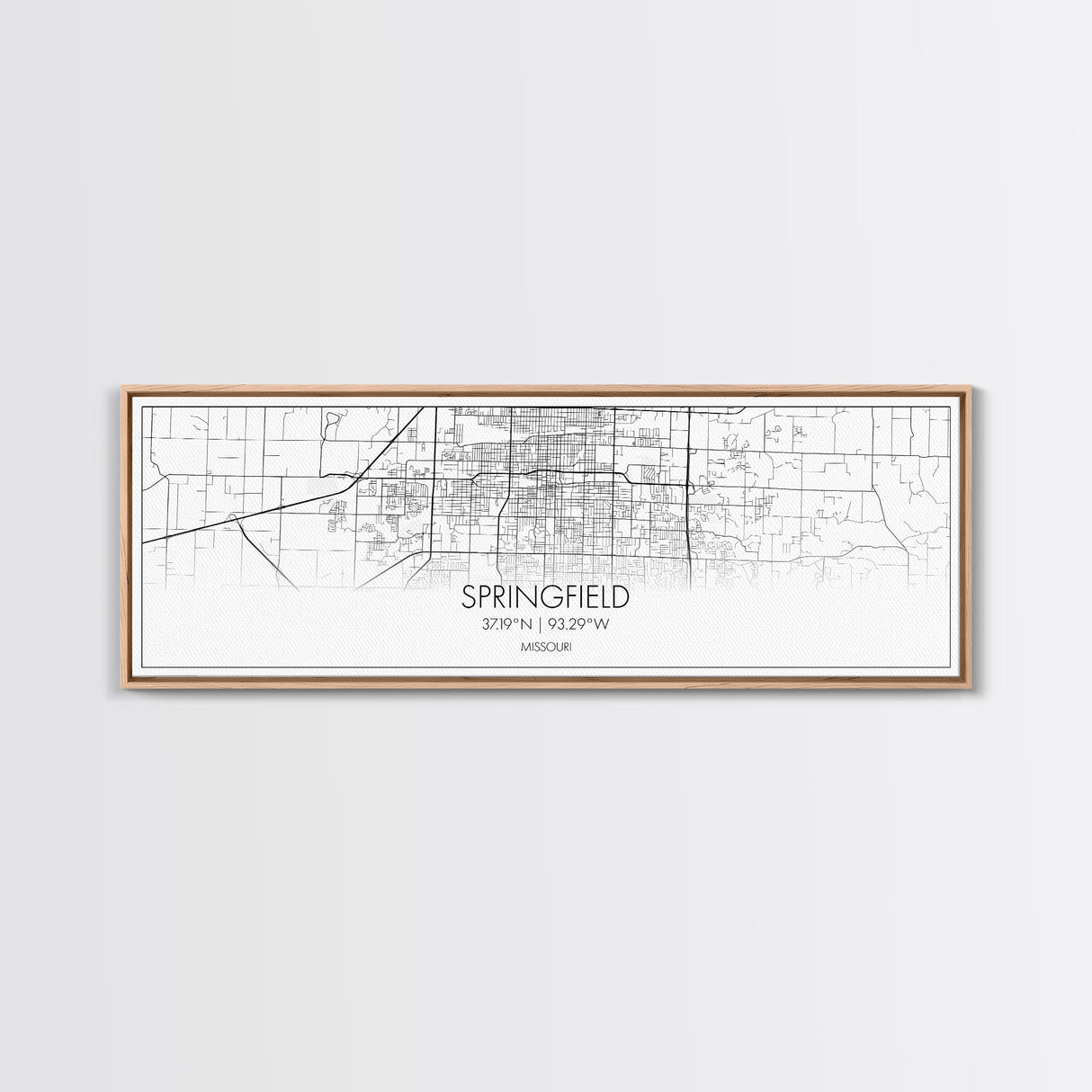 Panoramic Springfield City Map, Missouri Art, Map Print, Minimalist Wall Art, Canvas Art, Housewarming Gift, Street Map Art, Closing Gift