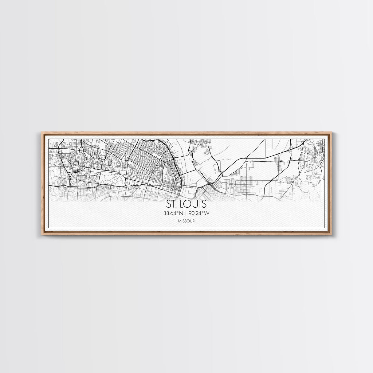 Panoramic St Louis City Map, Missouri Art, Map Print, Minimalist Wall Art, Canvas Art, Housewarming Gift, Street Map Art, Closing Gift