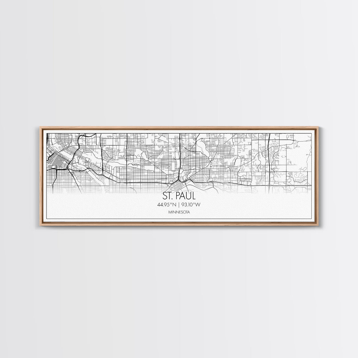 Panoramic St Paul City Map, Minnesota Art, Map Print, Minimalist Wall Art, Canvas Art, Housewarming Gift, Street Map Art, Closing Gift