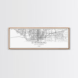 Panoramic St Petersburg City Map, Florida Art, Map Print, Minimalist Wall Art, Canvas Art, Housewarming Gift, Street Map Art, Closing Gift