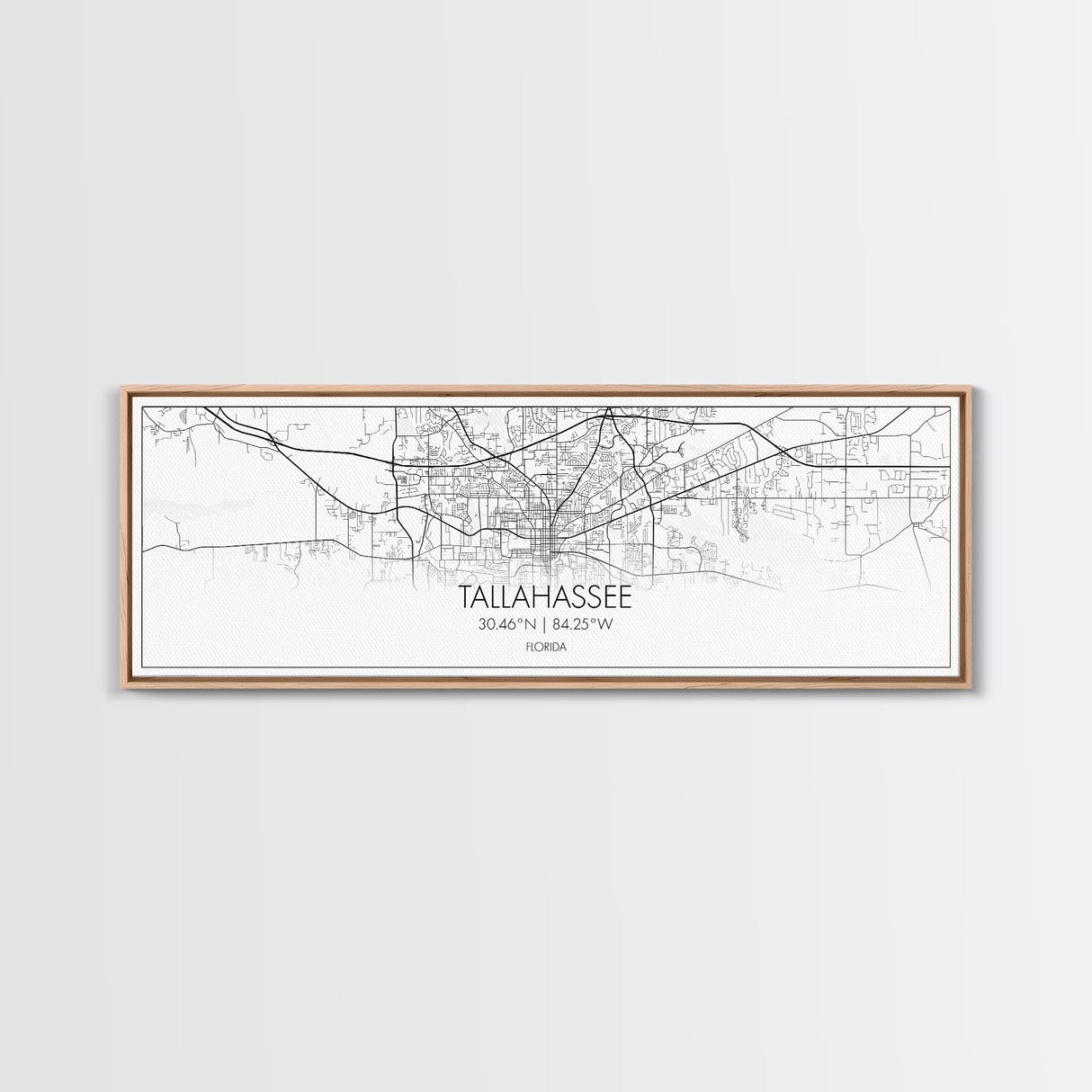 Panoramic Tallahassee City Map, Florida Art, Map Print, Minimalist Wall Art, Canvas Art, Housewarming Gift, Street Map Art, Closing Gift