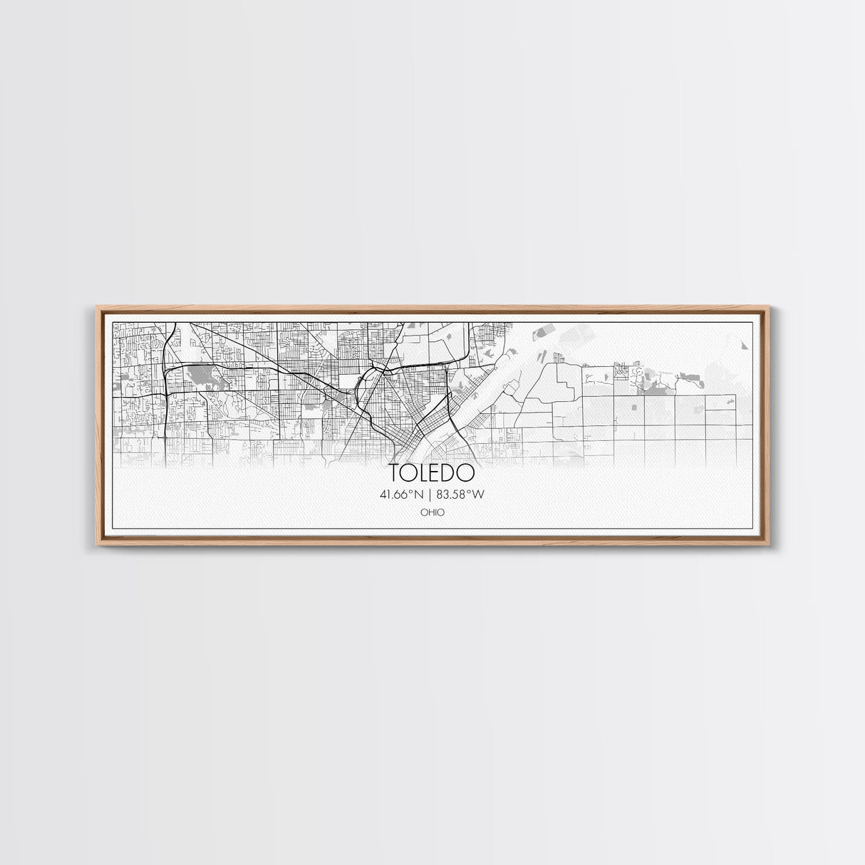 Panoramic Toledo City Map, Ohio Art, Map Print, Minimalist Wall Art, Canvas Art, Housewarming Gift, Street Map Art, Closing Gift