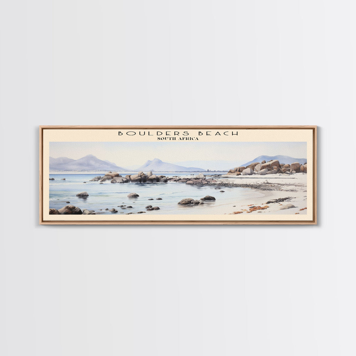 Boulders Beach COUNTRY Travel Poster Print, Framed Canvas Print, COUNTRY Travel Art, Wood Framed Art, Wall Hanging, Home Decor