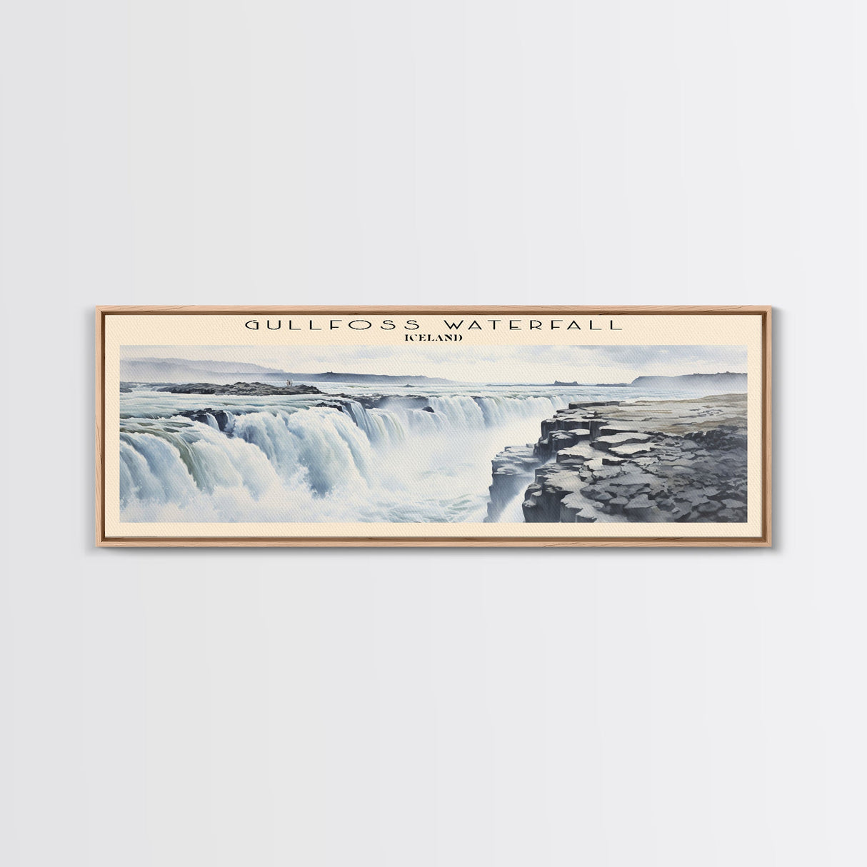 Gullfoss Waterfall Travel Poster Print, Framed Canvas Wall Art, Metal Wall Art, COUNTRY art, Gift For Him, Travel Wall Art, Travel Lover Gift