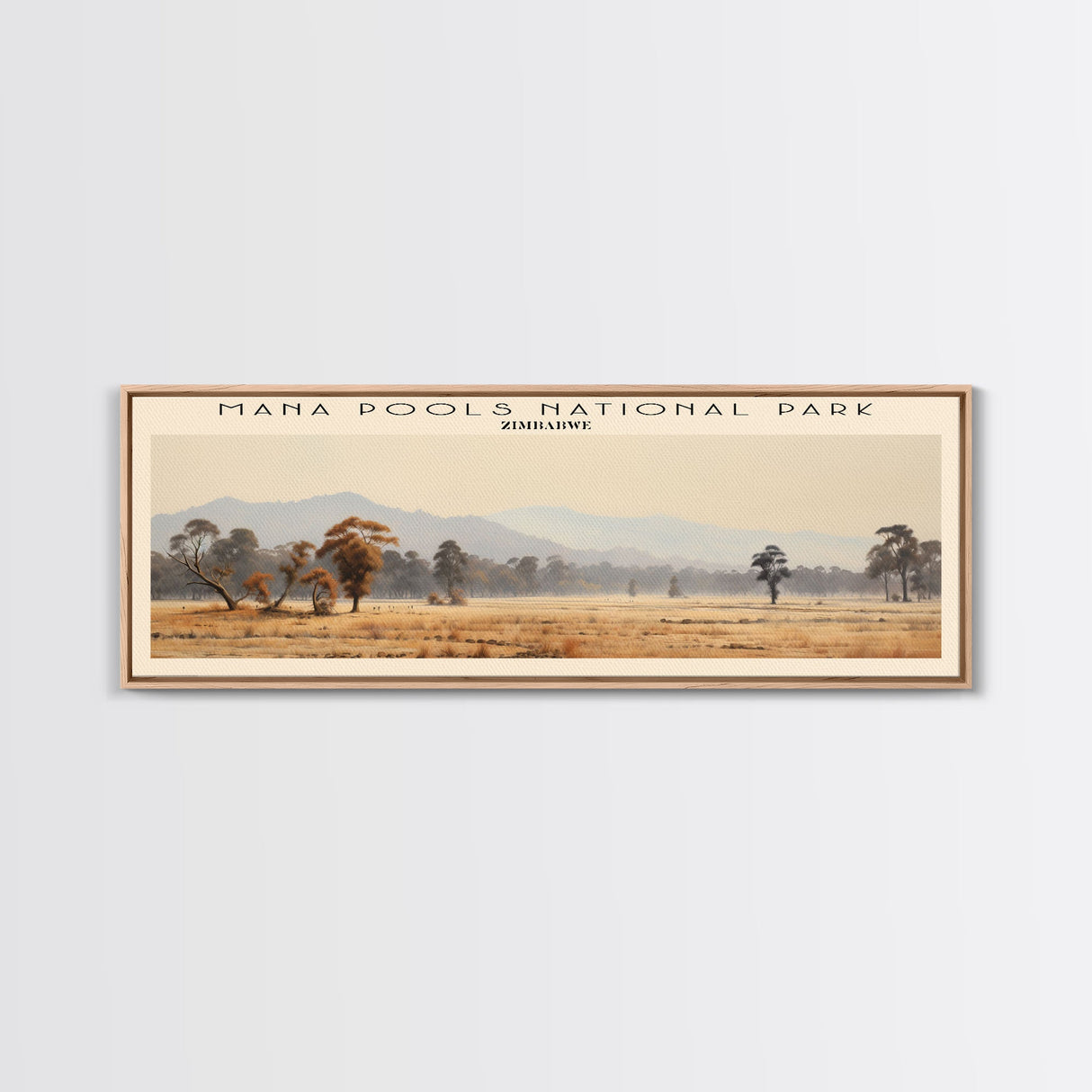 Mana Pools National Park COUNTRY Travel Poster Print, Framed Canvas Print, COUNTRY Travel Art, Wood Framed Art, Wall Hanging, Home Decor