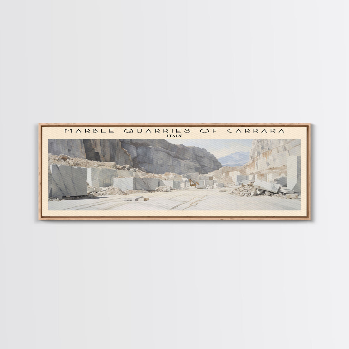 Marble Quarries of Carrara COUNTRY | Framed Travel Poster Canvas Print | Trendy Wall Art | Watercolor Painting | Living Room Art | Unique Art