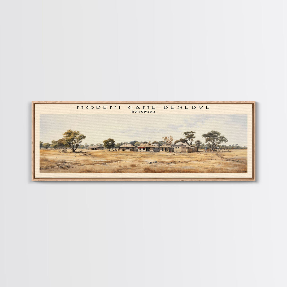 Moremi Game Reserve Travel Poster Print, Framed Canvas Print, COUNTRY Travel Art, Wood Framed Art, Wall Hanging, Home Decor