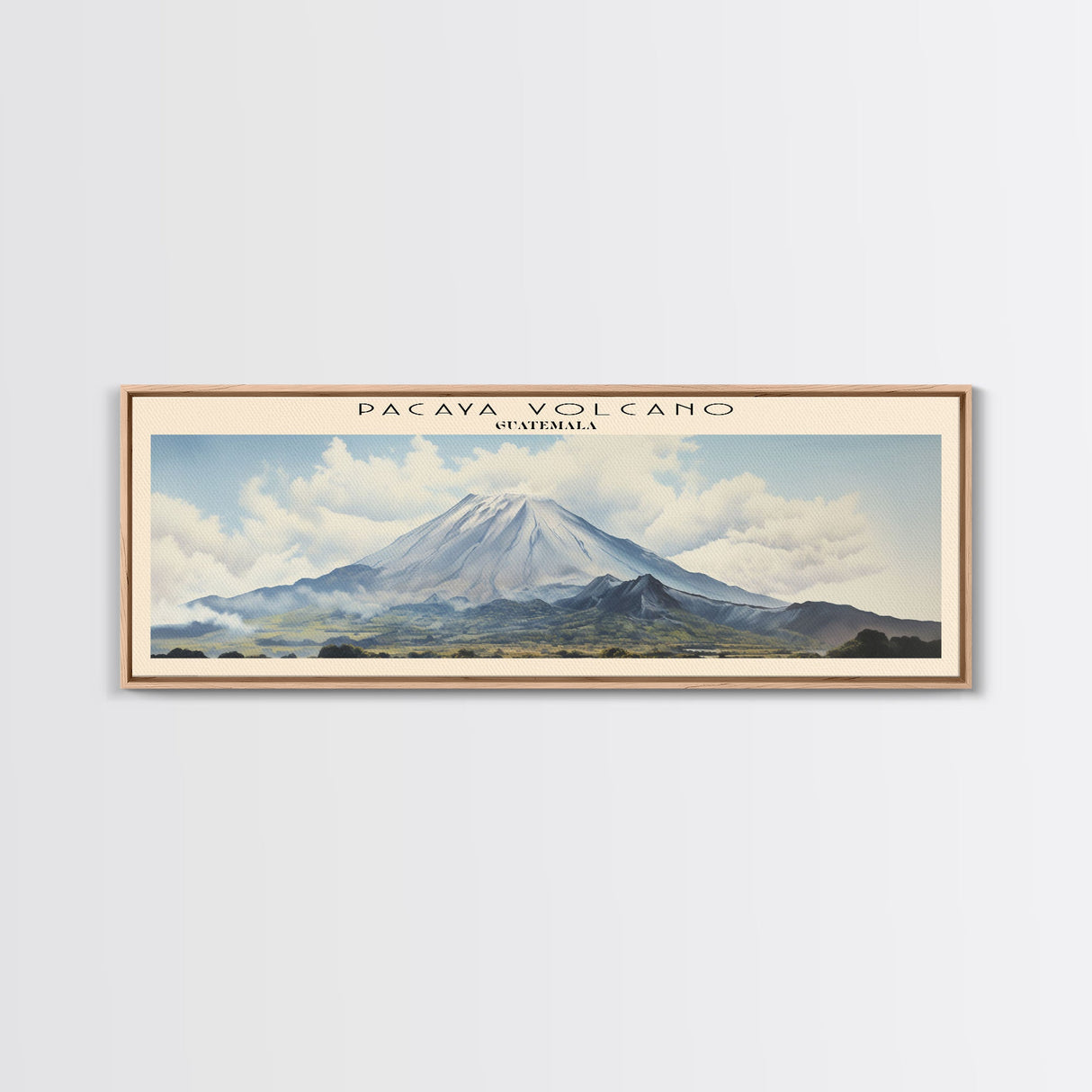 Pacaya Volcano Travel Poster Print, Framed Canvas Print, COUNTRY Travel Art, Wood Framed Art, Wall Hanging, Home Decor