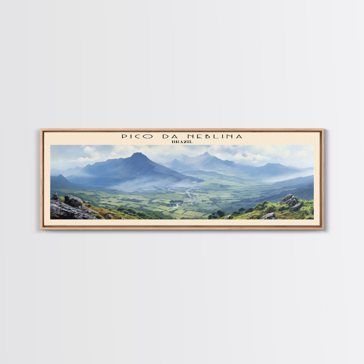 Pico da Neblina COUNTRY | Framed Travel Poster Canvas Print | Trendy Wall Art | Watercolor Painting | Living Room Art | Unique Art