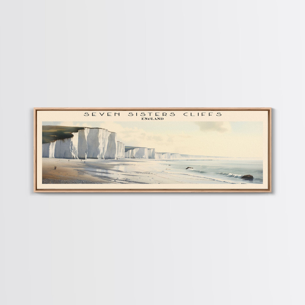 Seven Sisters Cliffs Framed Canvas Print Travel Poster | Wall Art | Home Decor | Gift For Travel Lover | Wall Hanging | Original Art