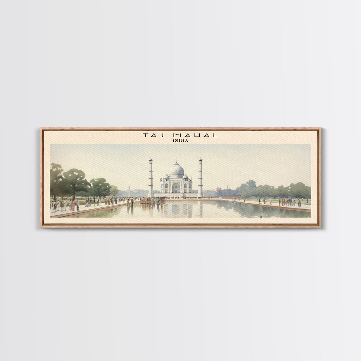 Taj Mahal Travel Poster Print, Framed Canvas Print, COUNTRY Travel Art, Wood Framed Art, Wall Hanging, Home Decor