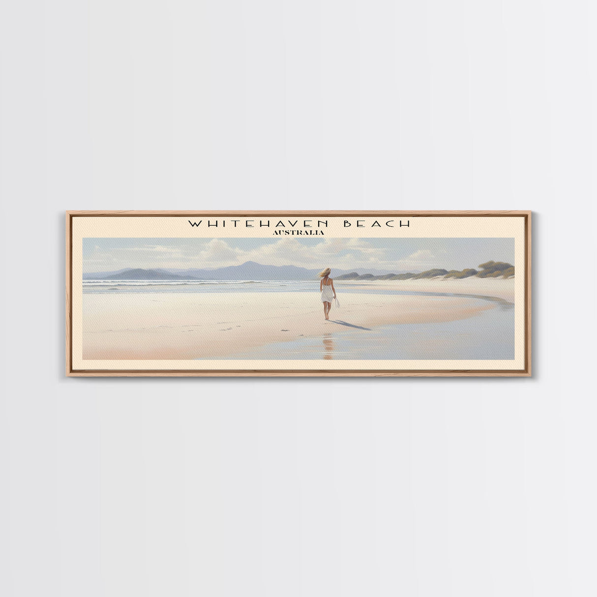 Whitehaven Beach Travel Poster Print, Framed Canvas Print, COUNTRY Travel Art, Wood Framed Art, Wall Hanging, Home Decor