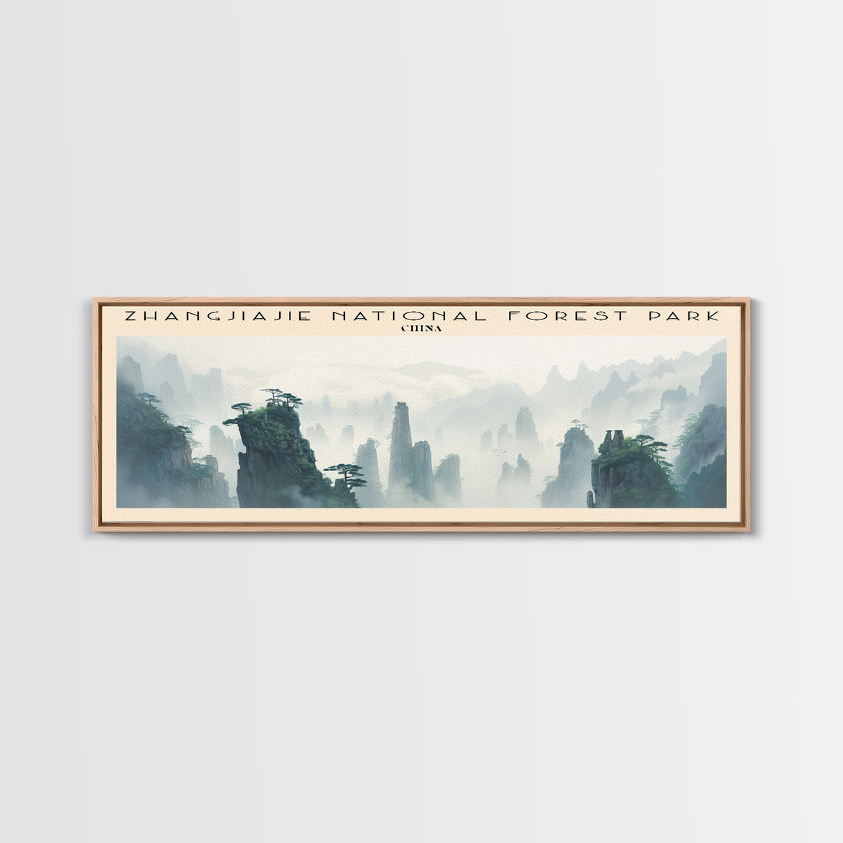 Zhangjiajie National Forest Park COUNTRY | Framed Travel Poster Canvas Print | Trendy Wall Art | Watercolor Painting | Living Room Art | Unique Art