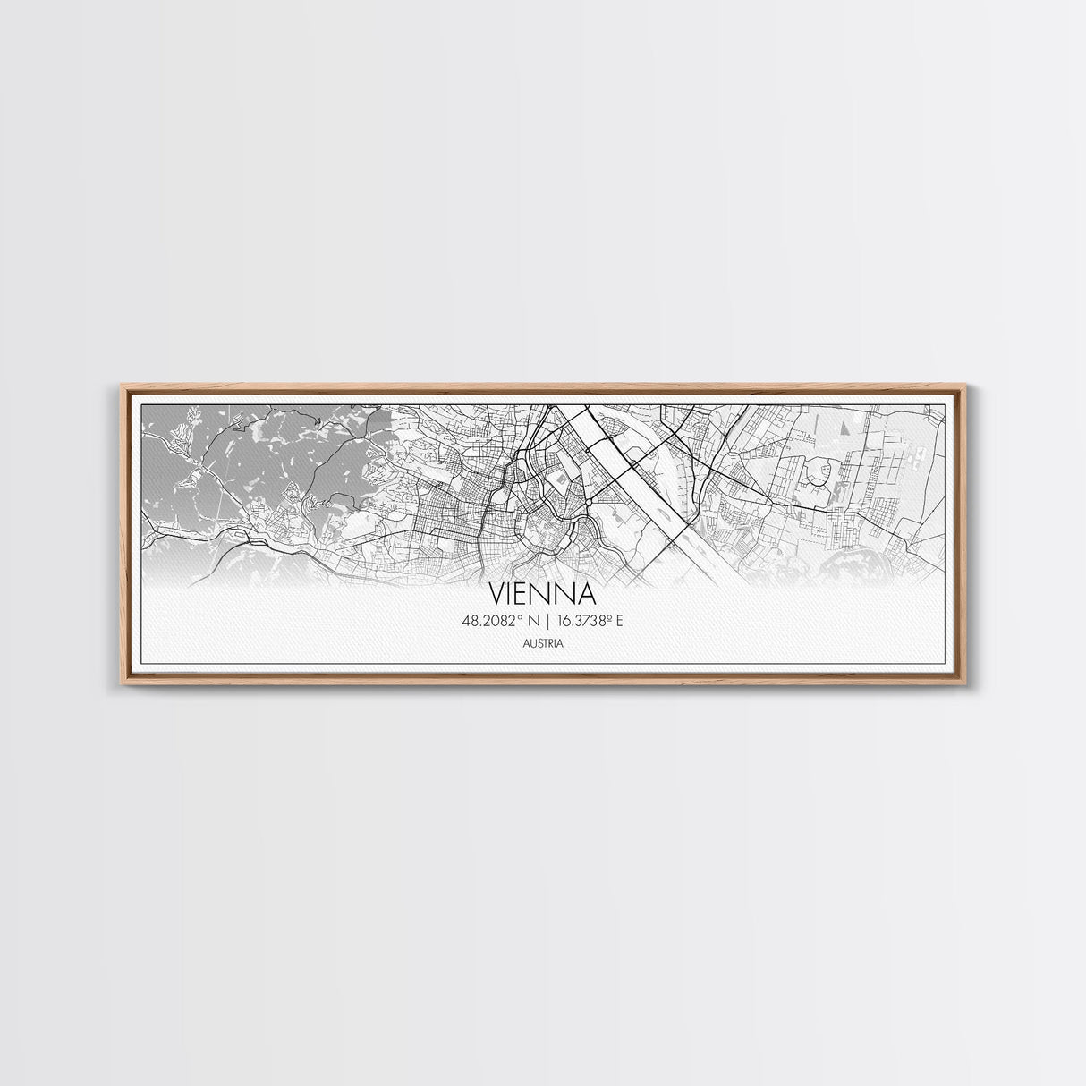 Panoramic Vienna City Map, Austria Art, Map Print, Minimalist Wall Art, Canvas Art, Housewarming Gift, Street Map Art, Closing Gift