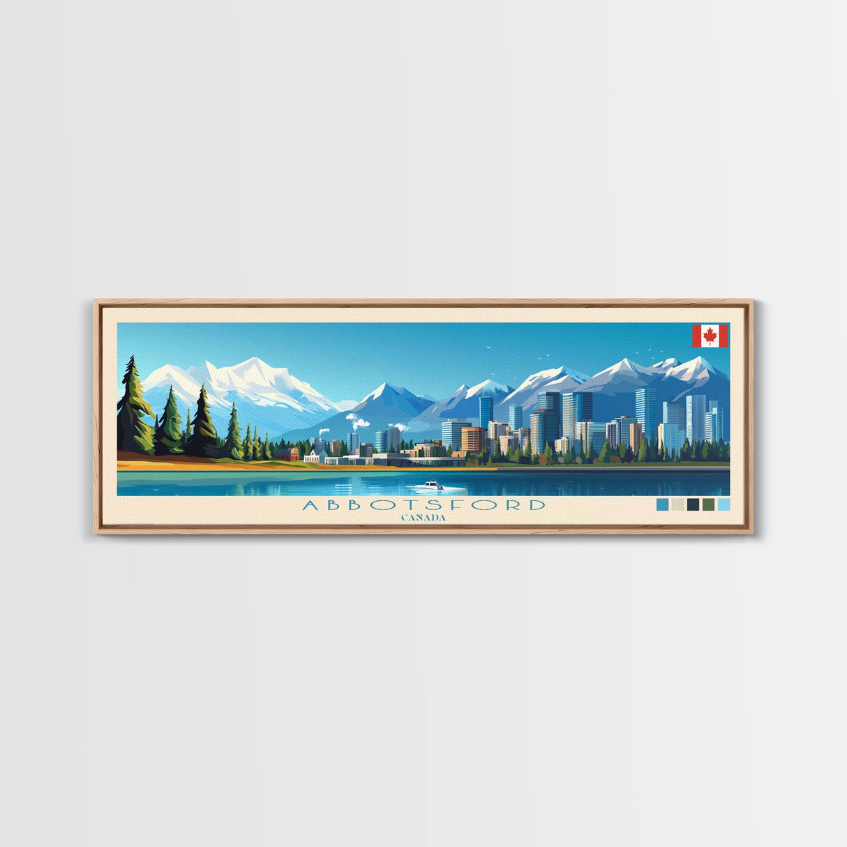 Panoramic Travel Poster Abbotsford, Canada Canvas Print, Abbotsford, Canada Painting, Canada Art, Abbotsford Travel Art, Guest Room Painting