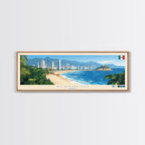 Acapulco, Mexico Travel Poster Panoramic Canvas Print, Acapulco, Mexico Painting, Mexico Art, Acapulco Travel Art, Guest Room Painting