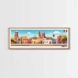 Aguascalientes, Mexico Panoramic Travel Poster Canvas Print, Aguascalientes, Mexico Painting, Mexico Art, Aguascalientes Travel Art, Guest Room Painting