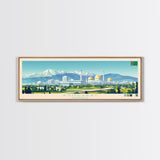 Ashgabat, Turkmenistan Panoramic Travel Poster Canvas Print, Ashgabat, Turkmenistan Painting, Turkmenistan Art, Ashgabat Panoramic Travel Art, Travel Painting