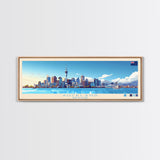 Auckland, New Zealand Panoramic Travel Poster Canvas Print, Auckland, New Zealand Painting, New Zealand Art, Auckland Travel Art, Guest Room Painting