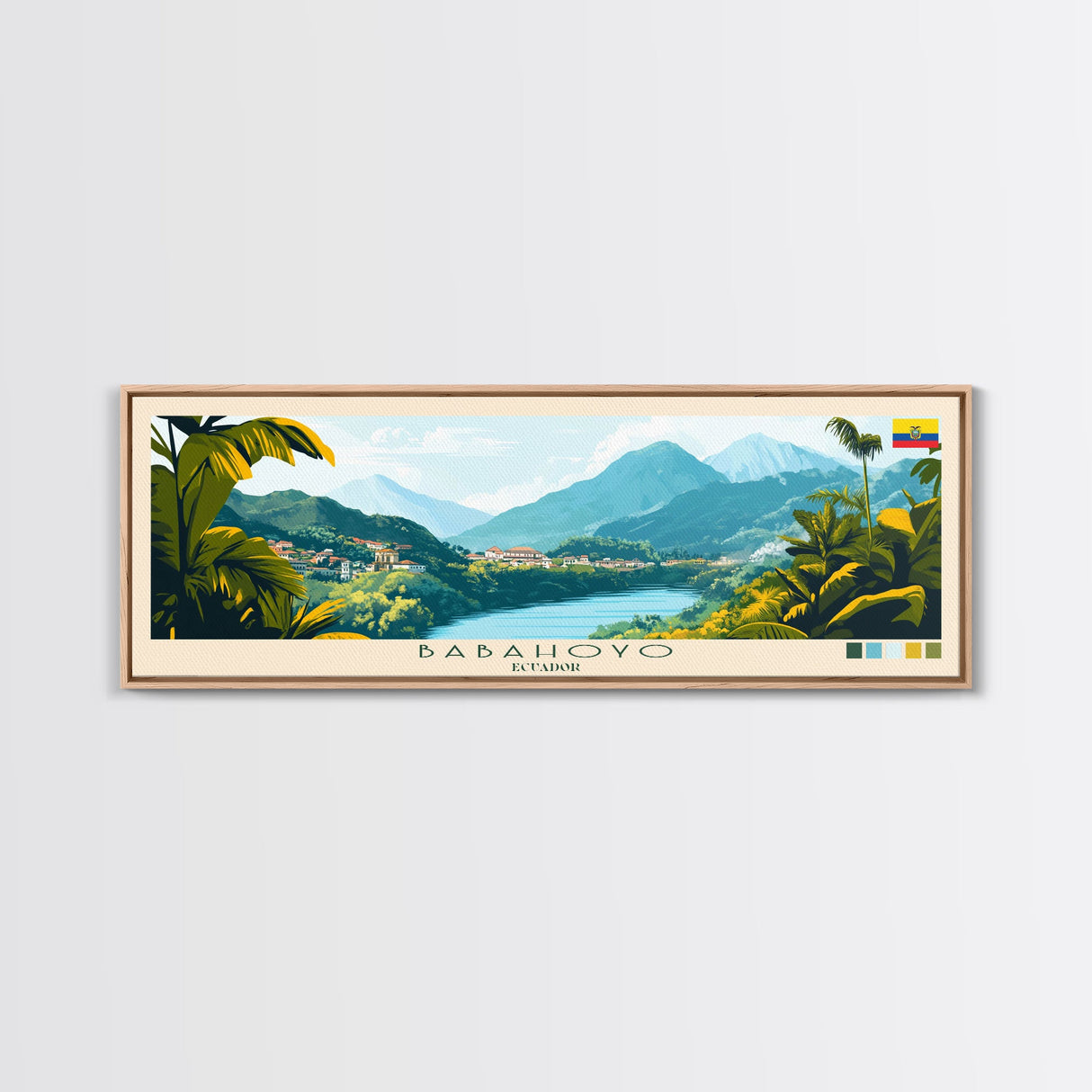 Babahoyo, Ecuador Travel Poster Panoramic Canvas Print, Babahoyo, Ecuador Painting, Ecuador Art, Babahoyo Travel Art, Guest Room Painting