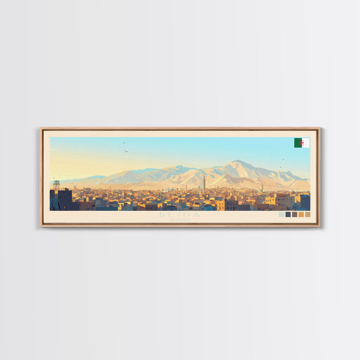 Panoramic Travel Poster Blida, Algeria Canvas Print, Blida, Algeria Painting, Algeria Art, Blida Travel Art, Guest Room Painting