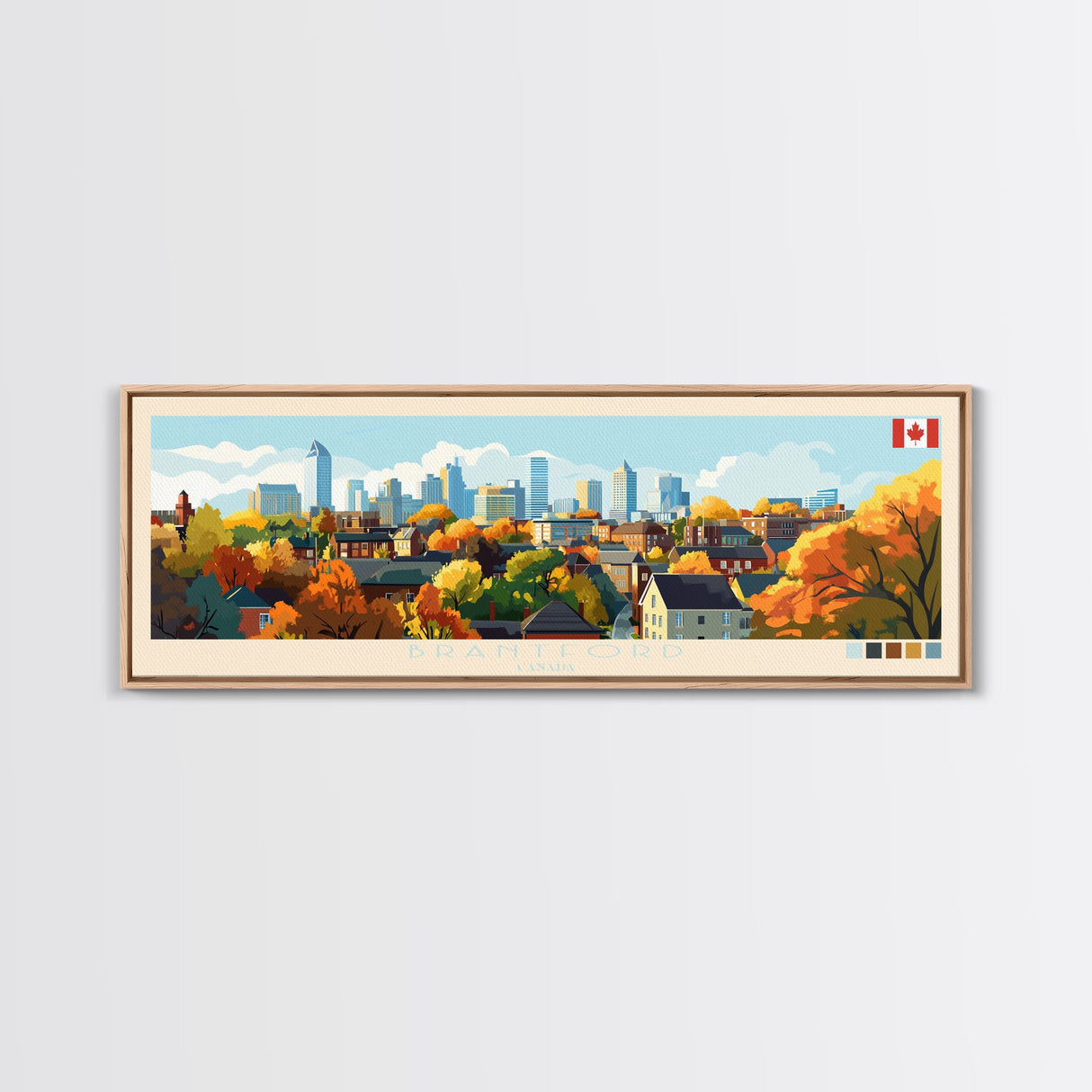 Panoramic Travel Poster Brantford, Canada Canvas Print, Brantford, Canada Painting, Canada Art, Brantford Travel Art, Guest Room Painting