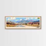 Colcapirhua, Bolivia Travel Poster Panoramic Canvas Print, Colcapirhua, Bolivia Painting, Bolivia Art, Colcapirhua Travel Art, Guest Room Painting