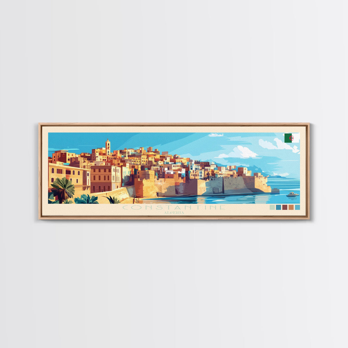 Constantine, Algeria Panoramic Travel Poster Canvas Print, Constantine, Algeria Painting, Algeria Art, Constantine Panoramic Travel Art, Travel Painting