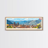 Cusco, Peru Travel Poster Panoramic Canvas Print, Cusco, Peru Painting, Peru Art, Cusco Travel Art, Guest Room Painting