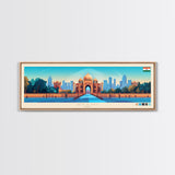 Delhi, India Travel Poster Panoramic Canvas Print, Delhi, India Painting, India Art, Delhi Travel Art, Guest Room Painting