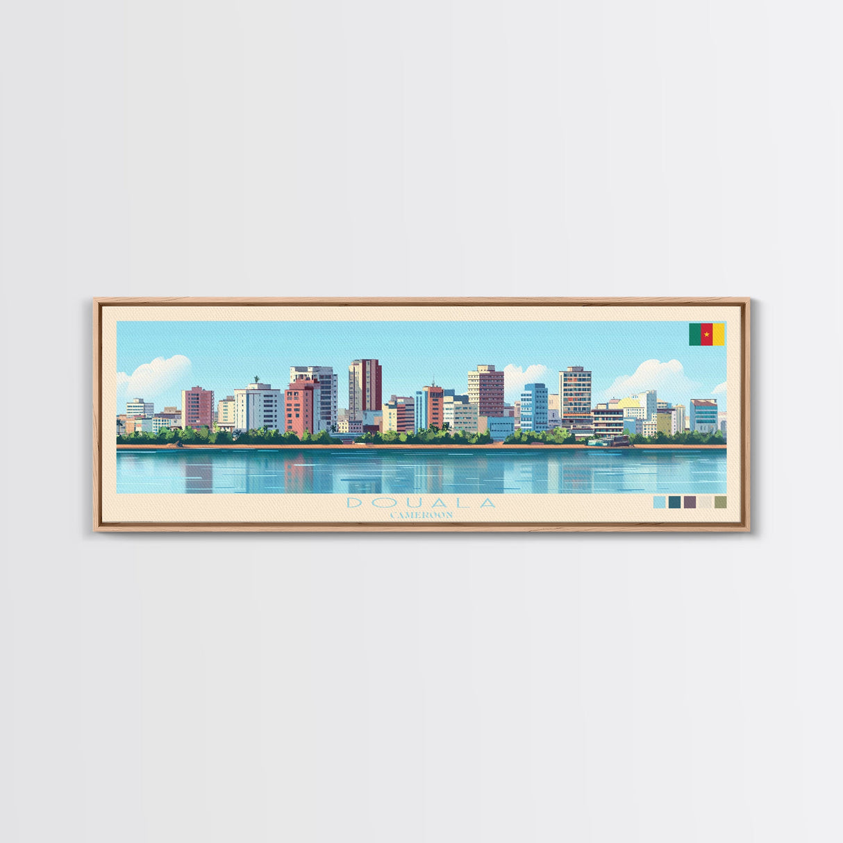 Douala, Cameroon Panoramic Travel Poster Canvas Print, Douala, Cameroon Painting, Cameroon Art, Douala Panoramic Travel Art, Travel Painting