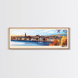 Dundee, Scotland Panoramic Travel Poster Canvas Print, Dundee, Scotland Painting, Scotland Art, Dundee Panoramic Travel Art, Travel Painting