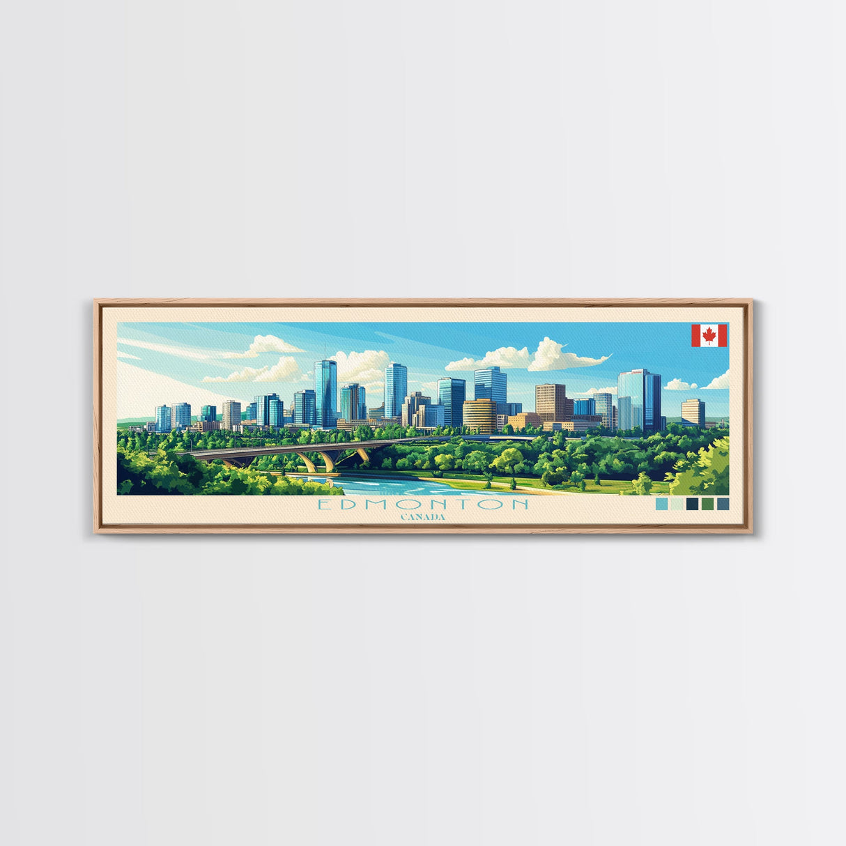 Panoramic Travel Poster Edmonton, Canada Canvas Print, Edmonton, Canada Painting, Canada Art, Edmonton Travel Art, Guest Room Painting