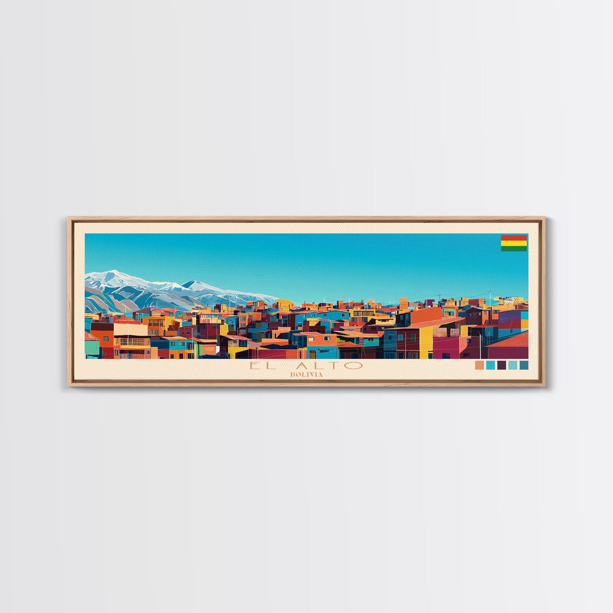 El Alto, Bolivia Panoramic Travel Poster Canvas Print, El Alto, Bolivia Painting, Bolivia Art, El Alto Panoramic Travel Art, Travel Painting