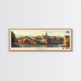 Panoramic Travel Poster Exeter, England Canvas Print, Exeter, England Painting, England Art, Exeter Travel Art, Guest Room Painting