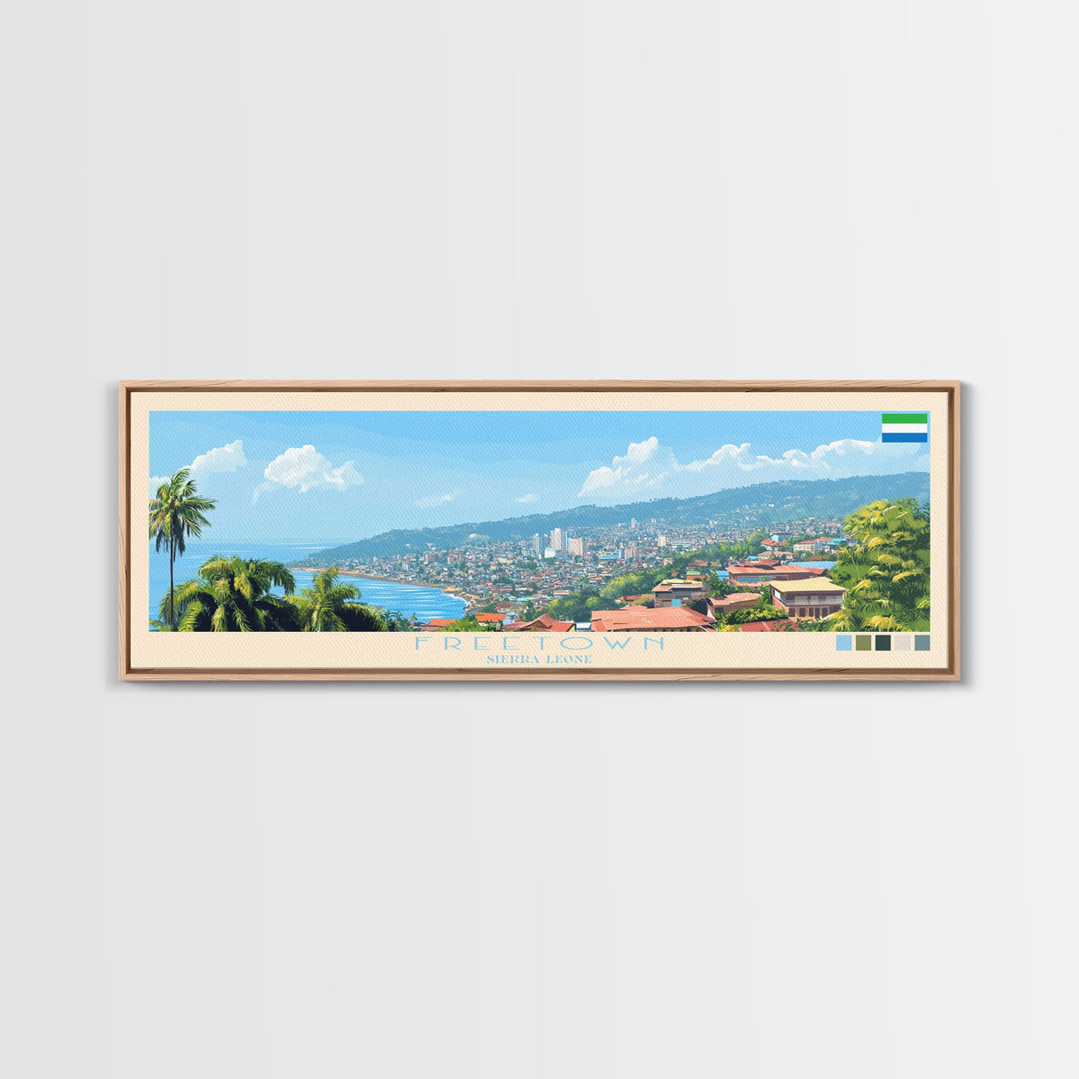 Freetown, Sierra Leone Panoramic Travel Poster Canvas Print, Freetown, Sierra Leone Painting, Sierra Leone Art, Freetown Travel Art, Guest Room Painting