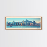 Panoramic Travel Poster Hong Kong, Hong Kong Canvas Print, Hong Kong, Hong Kong Painting, Hong Kong Art, Hong Kong Travel Art, Guest Room Painting