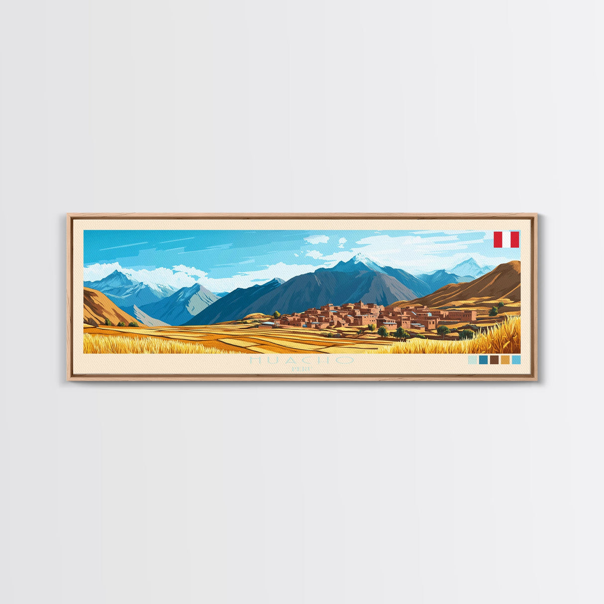 Huacho, Peru Panoramic Travel Poster Canvas Print, Huacho, Peru Painting, Peru Art, Huacho Travel Art, Guest Room Painting