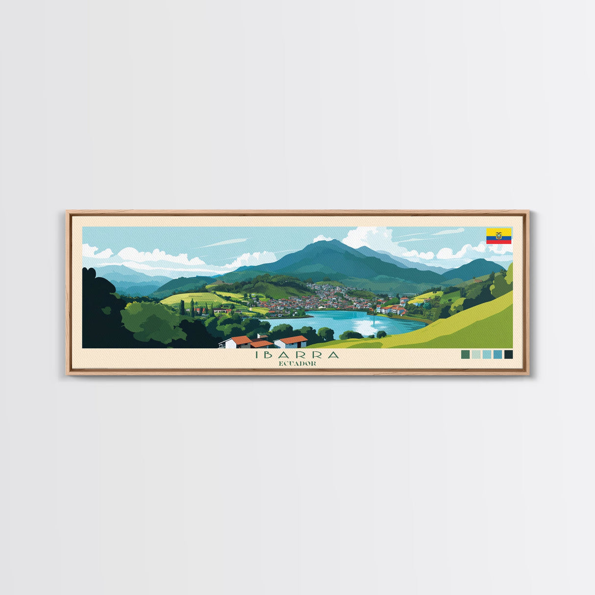 Ibarra, Ecuador Panoramic Travel Poster Canvas Print, Ibarra, Ecuador Painting, Ecuador Art, Ibarra Panoramic Travel Art, Travel Painting