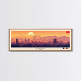 Jinan, China Panoramic Travel Poster Canvas Print, Jinan, China Painting, China Art, Jinan Panoramic Travel Art, Travel Painting