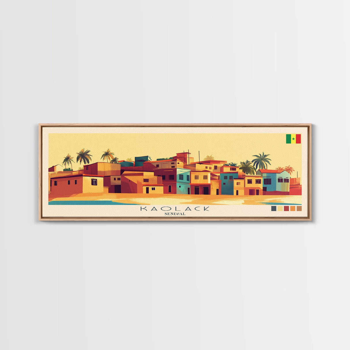 Panoramic Travel Poster Kaolack, Senegal Canvas Print, Kaolack, Senegal Painting, Senegal Art, Kaolack Travel Art, Guest Room Painting