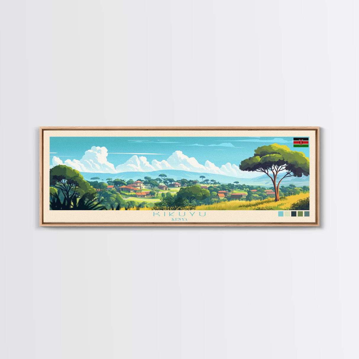 Kikuyu, Kenya Panoramic Travel Poster Canvas Print, Kikuyu, Kenya Painting, Kenya Art, Kikuyu Travel Art, Guest Room Painting