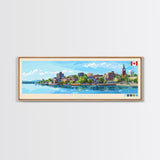 Kingston, Canada Panoramic Travel Poster Canvas Print, Kingston, Canada Painting, Canada Art, Kingston Travel Art, Living Room Painting