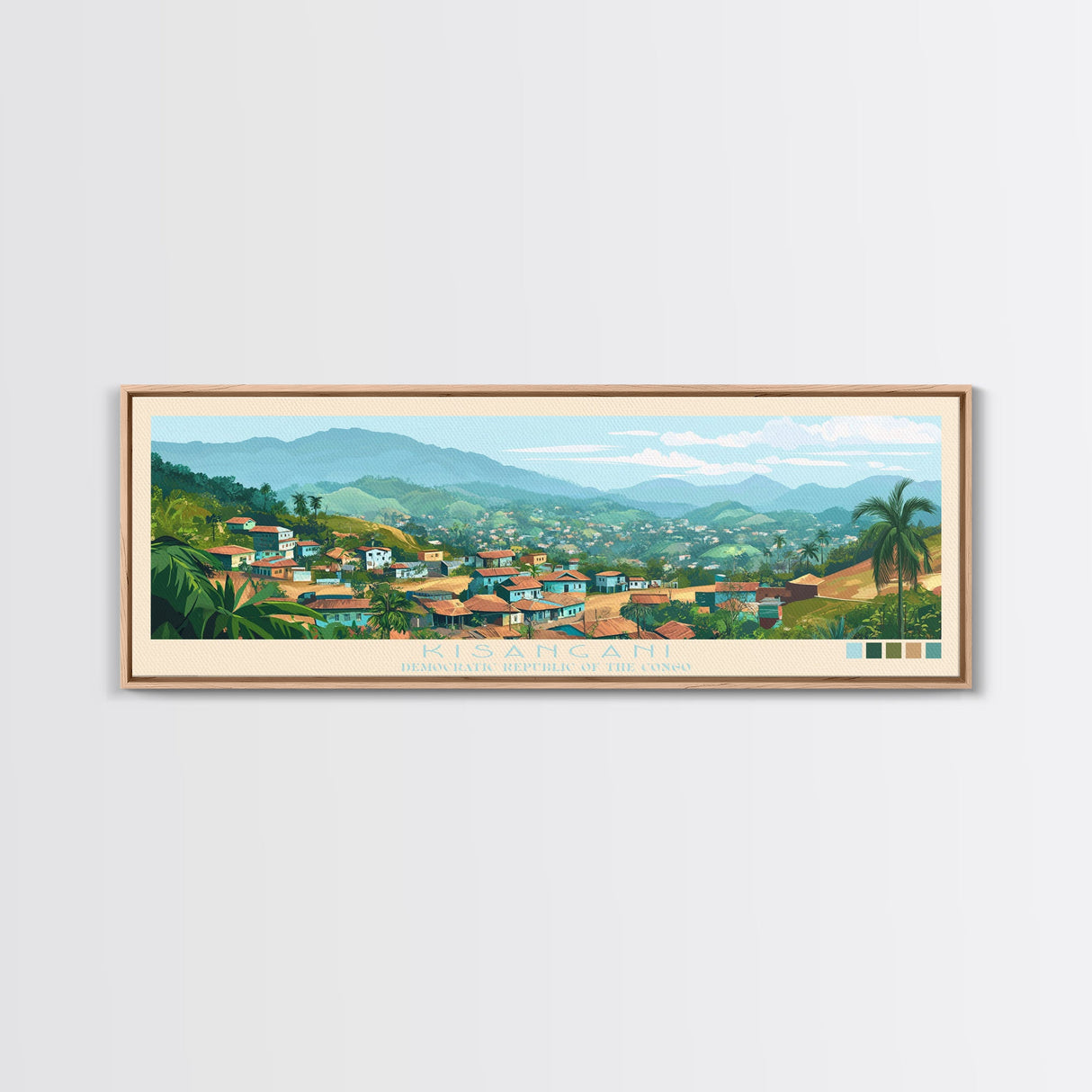 Kisangani, Congo Panoramic Travel Poster Canvas Print, Kisangani, Congo Painting, Congo Art, Kisangani Panoramic Travel Art, Travel Painting